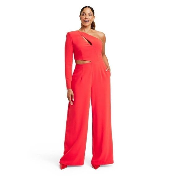 Women's One Shoulder Cut-Out Jumpsuit - Sergio Hudson x Target Red 2X - Picture 3 of 11